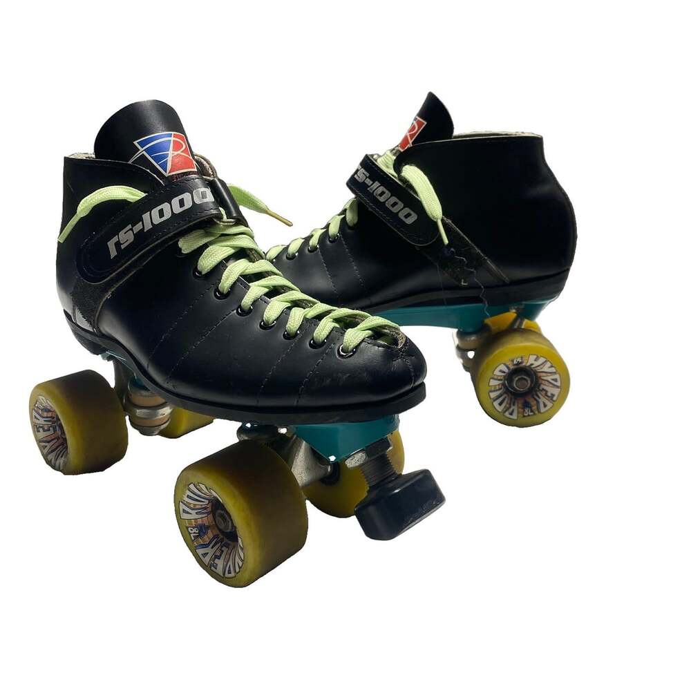 VTG Riedell RS-1000 Speed Skates Size 9 Teal Sunlite Plates OG Hyper Rollo 78A